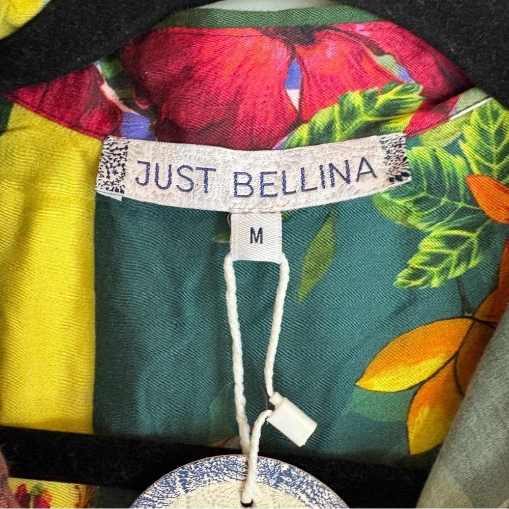Just Bellina Tropical Floral Patchwork 2 Piece Set Blouse & Wide Leg Pant Set - Picture 4 of 7